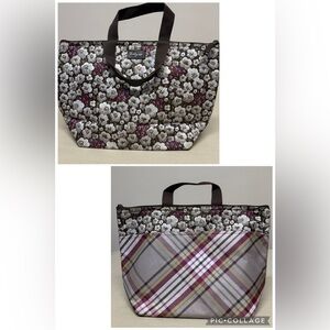 (B3) NWOT Thirty-one Floral Plaid Thermal Breakfast Lunch Dinner Food Tote Bag